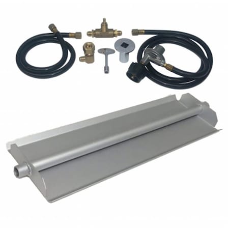 Tretco 30 in. 14GA Powder Coated Linear Burner Pan Kit, Liquid Propane OB5-BK1-30-LP